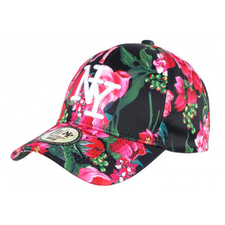 Casquette NY Noire et Rouge Fleurs Fashion Baseball Capri ANCIENNES COLLECTIONS divers