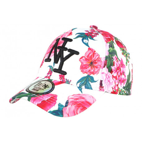 Casquette NY Blanche et Rouge Fleurs Tendance Baseball Capri ANCIENNES COLLECTIONS divers