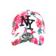 Casquette Enfant Blanche Fleurs Rouges NY Baseball Capri de 7 à 12 ans ANCIENNES COLLECTIONS divers