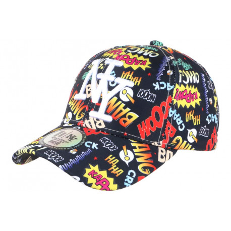 Casquette Enfant NY Noire et Jaune Fashion Baseball Bang Boum de 7 à 11 ans Casquette Enfant Hip Hop Honour