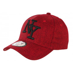 Casquette NY Rouge Denim Jean et Lin Classe Tendance Baseball Laxy CASQUETTES Hip Hop Honour