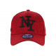 Casquette NY Rouge Denim Jean et Lin Classe Tendance Baseball Laxy CASQUETTES Hip Hop Honour