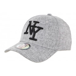 Casquette NY Grise Denim Jean et Lin Classe Tendance Baseball Laxy CASQUETTES Hip Hop Honour