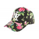 Casquette NY Noire et Rouge Florale Baseball Fashion Bora ANCIENNES COLLECTIONS divers