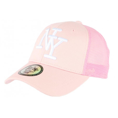 Casquette NY Rose Clair Filet Blanc Trucker Baseball Classe Gybz ANCIENNES COLLECTIONS divers