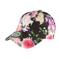 Casquette Enfant Noire Fleurs Vieux Rose NY Baseball Bora de 7 à 12 ans ANCIENNES COLLECTIONS divers