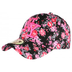 Casquette NY Rose et Noire Petites Fleurs Blanches Tendance Baseball Wess ANCIENNES COLLECTIONS divers