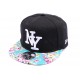 Casquette Snapback NY Noir avec visière imprimée florale ANCIENNES COLLECTIONS divers