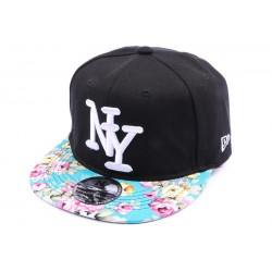 Casquette Snapback NY Noir avec visière imprimée florale ANCIENNES COLLECTIONS divers