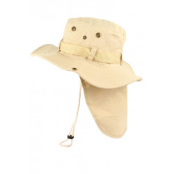 Chapeau Bob Safari Beige Marron Clair Lien Serrage et Protege Nuque Bob Safari Nyls Création