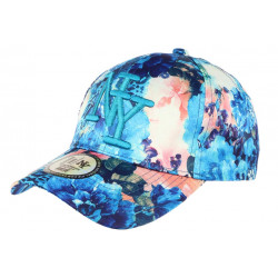 Casquette NY Bleu et Beige Florale Fashion Baseball Spring CASQUETTES Hip Hop Honour