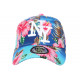 Casquette Enfant Bleue Fleurs Roses Tropicales Baseball NY Hawai de 7 a 12 ans Casquette Enfant Hip Hop Honour