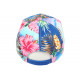 Casquette Enfant Bleue Fleurs Roses Tropicales Baseball NY Hawai de 7 a 12 ans Casquette Enfant Hip Hop Honour