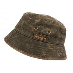 Chapeau Bob Von Dutch Marron Coton Esprit Cuir Vintage BOB VON DUTCH