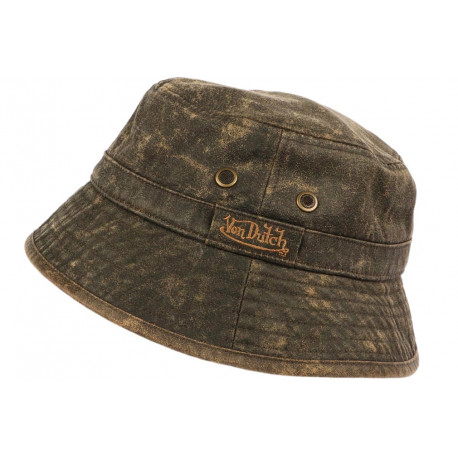 Chapeau Bob Von Dutch Marron Coton Esprit Cuir Vintage BOB VON DUTCH