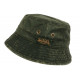 Chapeau Bob Von Dutch Vert Kaki Coton Esprit Cuir Vintage BOB VON DUTCH