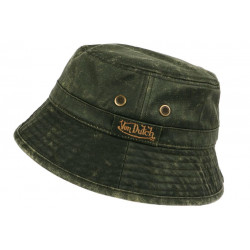 Chapeau Bob Von Dutch Vert Kaki Coton Esprit Cuir Vintage BOB VON DUTCH