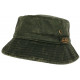 Chapeau Bob Von Dutch Vert Kaki Coton Esprit Cuir Vintage BOB VON DUTCH