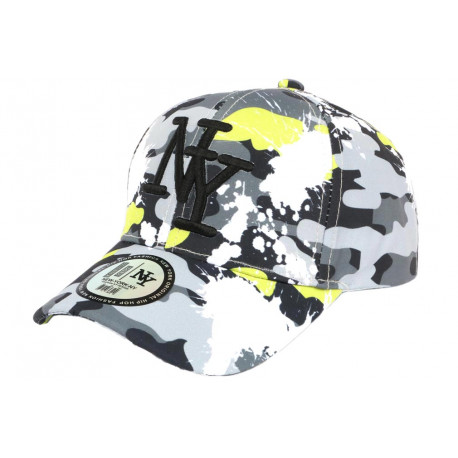 Casquette Enfant Camouflage Vert Anis et Grise Baseball NY Militaire Marchy 7 a 12 ans ANCIENNES COLLECTIONS divers