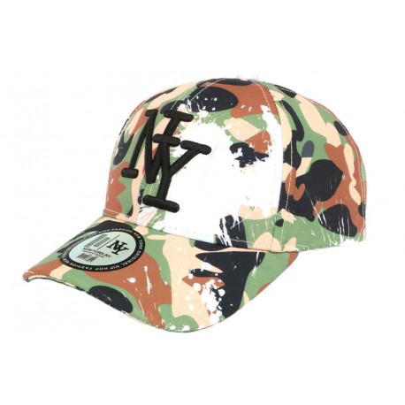 Casquette Enfant Camouflage Marron et Verte Baseball NY Militaire Marchy 7 a 12 ans ANCIENNES COLLECTIONS divers