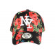 Casquette Enfant Noire Fleurs Rouges Baseball NY Bali de 7 à 12 ans ANCIENNES COLLECTIONS divers