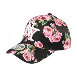 Casquette Enfant Noire Fleurs Roses Baseball NY Bali de 7 à 12 ans ANCIENNES COLLECTIONS divers