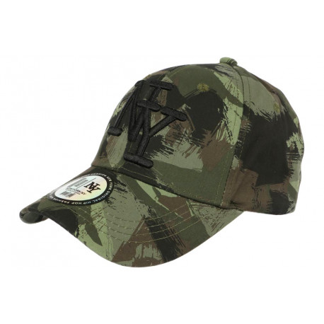 Casquette NY Camouflage Armee Fashion Vert et Noir Baseball Warry CASQUETTES Hip Hop Honour