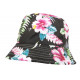 Chapeau Bob Noir Fleurs Rouges et Bleues Tropicales Hawai Fashion BOB Hip Hop Honour