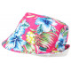 Chapeau Bob Rose Fleurs Bleues et Jaunes Tropicales Hawai Tendance BOB Hip Hop Honour