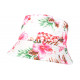 Chapeau Bob Blanc Fleurs Roses et Vertes Tropicales Hawai Tendance BOB Hip Hop Honour