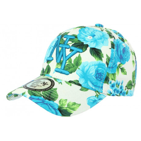 Casquette NY Bleue Fleurs Blanches Baseball Tendance Bora ANCIENNES COLLECTIONS divers