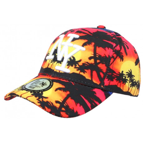Casquette NY Rouge et Jaune Tropical Beach Night Baseball Fashion ANCIENNES COLLECTIONS divers