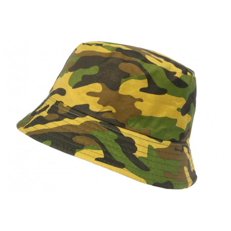 Chapeau Bob Militaire Jaune et Vert Camouflage Armee Tendance Boby BOB Hip Hop Honour