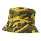 Chapeau Bob Militaire Jaune et Vert Camouflage Armee Tendance Boby BOB Hip Hop Honour