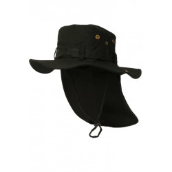 Chapeau Bob Safari Noir Lien Serrage et Protege Nuque Bob Safari Nyls Création