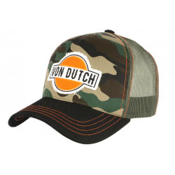 Casquette Von Dutch Camouflage Vert et Orange Custom Baseball Aban CASQUETTES VON DUTCH