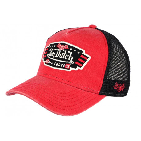 Casquette Von Dutch Rouge Filet Noir Custom Baseball Air Force Top CASQUETTES VON DUTCH