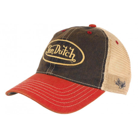 Casquette Von Dutch Bleue Visiere Rouge Retro Baseball Trucker Mac CASQUETTES VON DUTCH