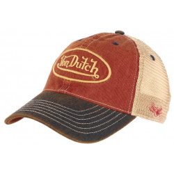 Casquette Von Dutch Rouge Filet Beige Vintage Baseball Trucker Mac CASQUETTES VON DUTCH