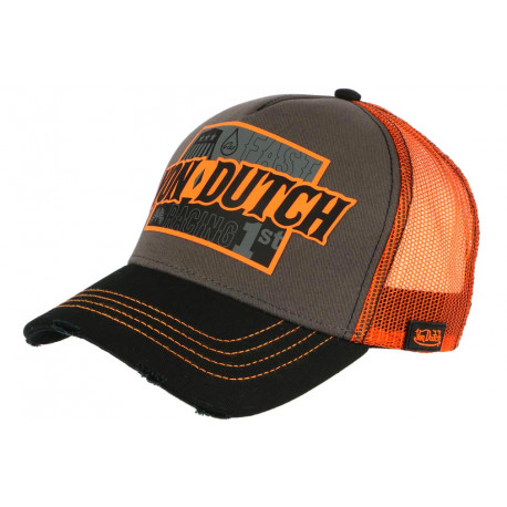 Casquette Von Dutch Orange et Grise Fast Racing Baseball Arac CASQUETTES VON DUTCH