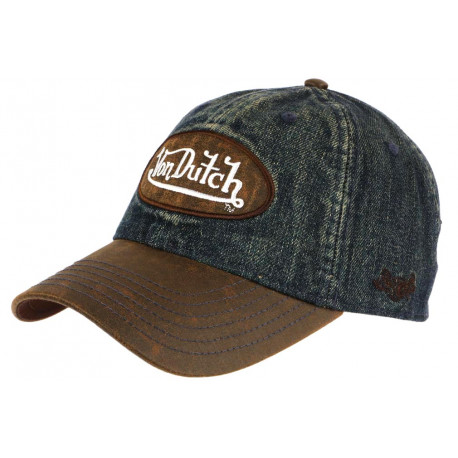 Casquette Von Dutch Bleue Denim Visiere cuir Baseball Jean ANCIENNES COLLECTIONS divers