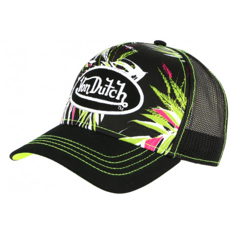 Casquette Von Dutch Noire et Verte Tropicale Trucker Baseball Ahig CASQUETTES VON DUTCH