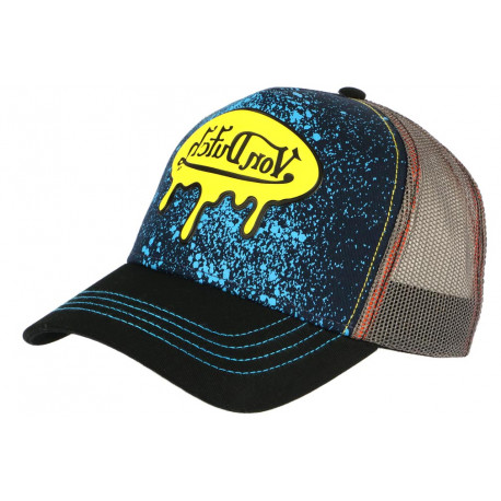 Casquette Von Dutch Bleue et Jaune Fashion Trucker Baseball Amel CASQUETTES VON DUTCH