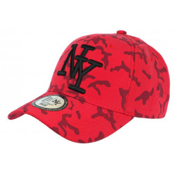 Casquette NY Camouflage Rouge et Noire Tendance Baseball Kaska CASQUETTES Hip Hop Honour