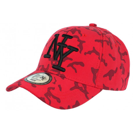 Casquette NY Camouflage Rouge et Noire Tendance Baseball Kaska CASQUETTES Hip Hop Honour