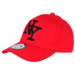 Casquette NY Rouge et Noire Tendance Visiere Baseball Sticker Original Stazky CASQUETTES Hip Hop Honour