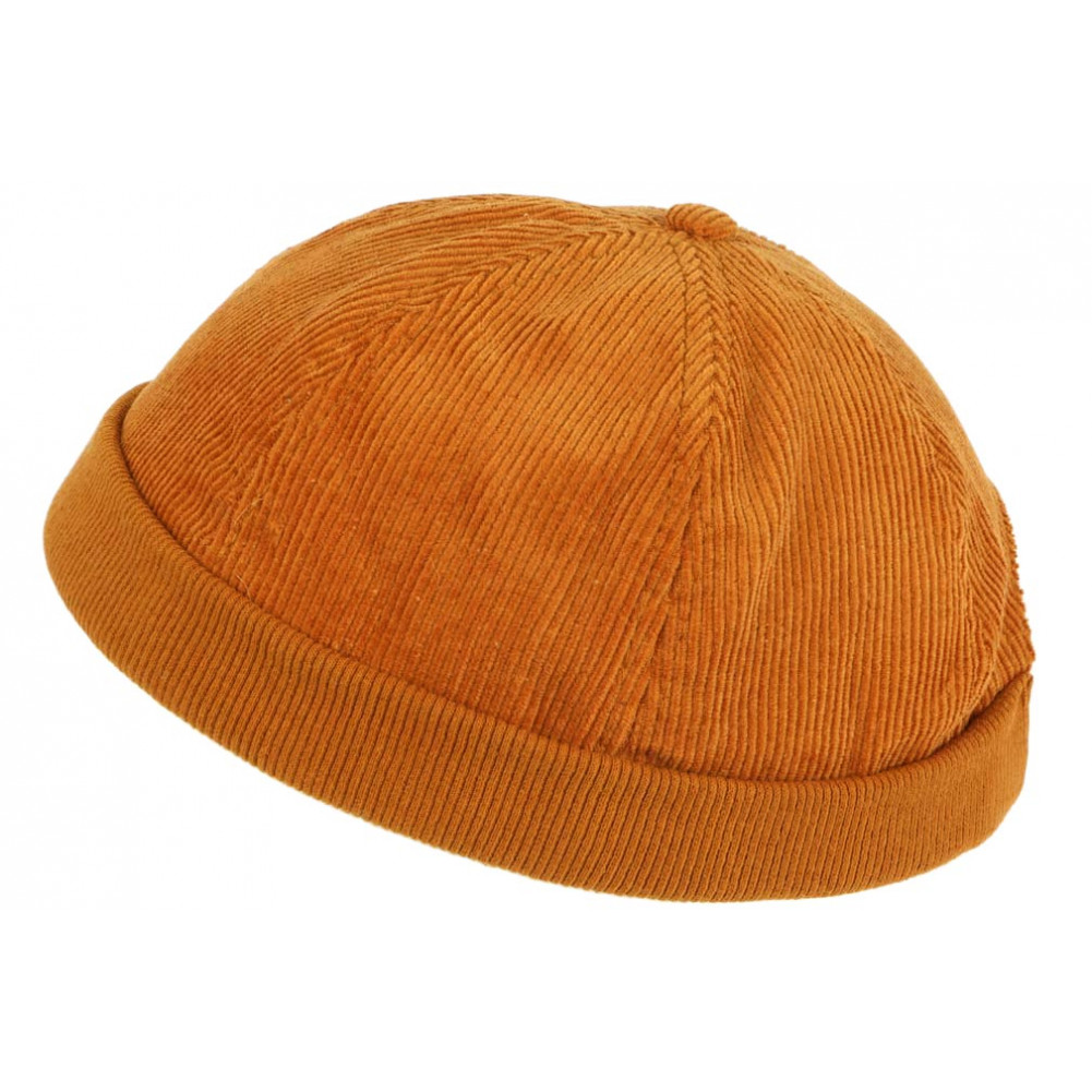 Bonnet docker velours Orange, bonnet court coton look marin livré 48h!