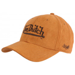 Casquette Von Dutch Marron Esprit Cuir Camel Baseball Suedine CASQUETTES VON DUTCH