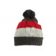 Bonnet Pompon Enfant Gris et Rouge Fashion Laine Snowy de 7 a 12 ans Bonnet Enfant Léon montane