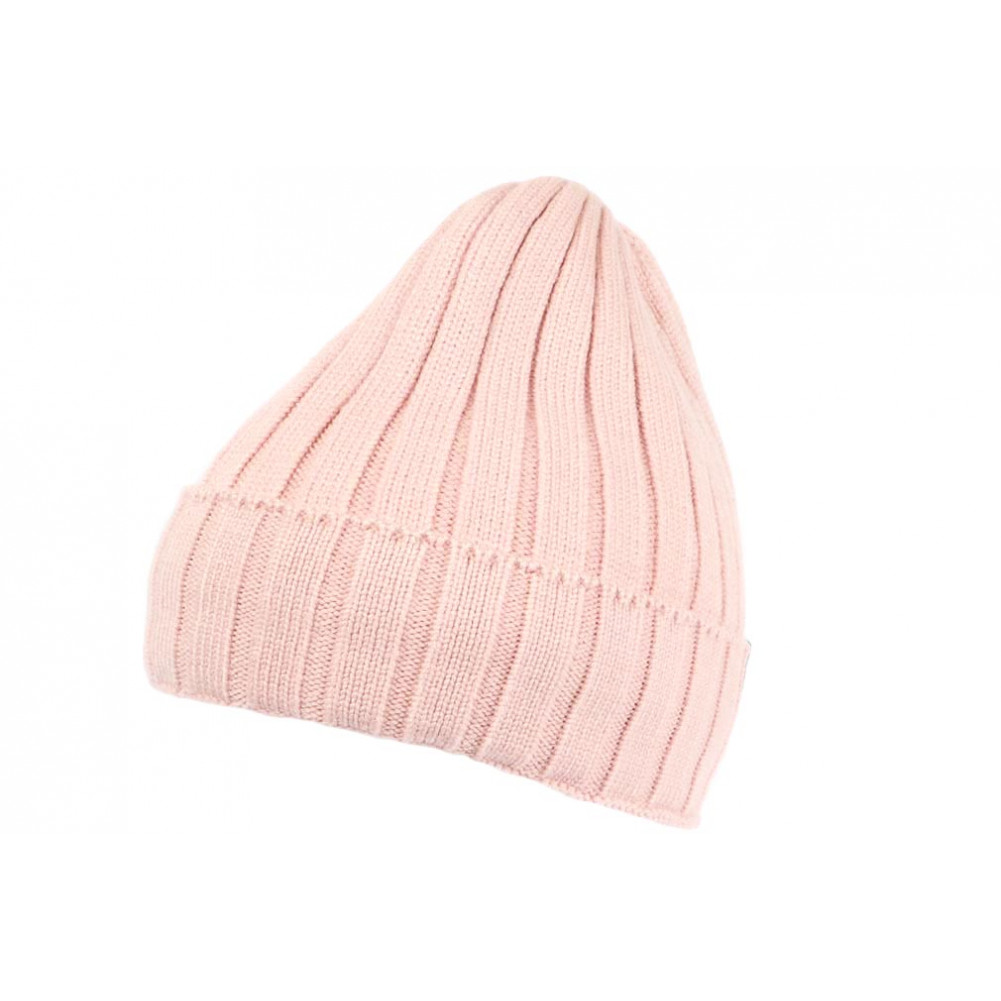 Bonnet maille tricot doublé polaire renard rose bébé fille